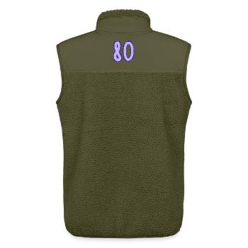 80. 80 ANS. 80e ANNIVERSAIRE. ANNIVERSAIRE 80 ANS. - Veste sans manches sherpa unisexe Stanley/Stella - kaki - Dos - AI Model Male 178 light (178cm)