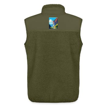 Staubbachfälle Schweiz Vintage Reiseplakat - Unisex Sherpaweste von Stanley/Stella - Khaki - Hinten - AI Model Male 178 light (178cm)
