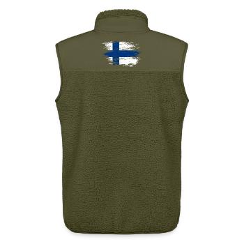 Finnland Flagge used - Unisex Sherpaweste von Stanley/Stella - Khaki - Hinten - AI Model Male 178 light (178cm)