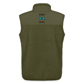 DAD. FATHER'S DAY. HAPPY FATHER'S DAY. HAPPY BIRTHDAY. - Unisex Sherpa Gilet by Stanley/Stella - khaki - Back - AI Model Male 178 light (178cm)