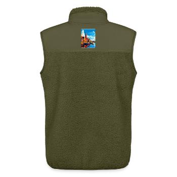 Halmstad Schweden Vintage Reiseplakat Souvenir WPA - Unisex Sherpaweste von Stanley/Stella - Khaki - Hinten - AI Model Male 178 light (178cm)