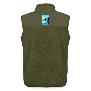Rhine Falls Switzerland Vintage Travel Poster WPA - Unisex Sherpa Gilet by Stanley/Stella - khaki - Back - AI Model Male 178 light (178cm)