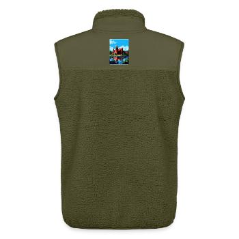 Malbork Castle Poland Vintage Travel Poster WPA - Unisex Sherpa Gilet by Stanley/Stella - khaki - Back - AI Model Male 178 light (178cm)