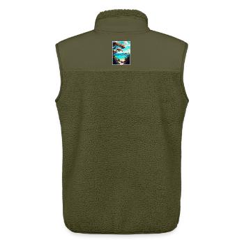 Long Island Karibik Vintage Reiseposter WPA - Unisex Sherpaweste von Stanley/Stella - Khaki - Hinten - AI Model Male 178 light (178cm)
