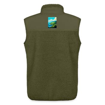 Açores Portugal Affiche de voyage vintage Souvenir WPA - Veste sans manches sherpa unisexe Stanley/Stella - kaki - Dos - AI Model Male 178 light (178cm)