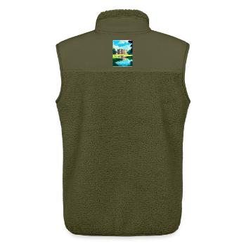 Attingham Park Shropshire Reiseposter Souvenir - Unisex Sherpaweste von Stanley/Stella - Khaki - Hinten - AI Model Male 178 light (178cm)