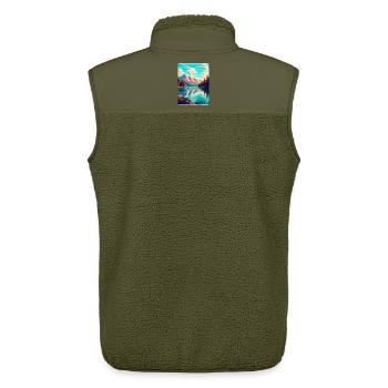Caumasee Schweiz Vintage Reiseposter WPA Art - Unisex Sherpaweste von Stanley/Stella - Khaki - Hinten - AI Model Male 178 light (178cm)