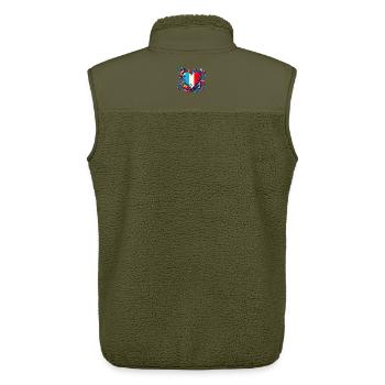 Französisches Vintage-Herz - Unisex Sherpaweste von Stanley/Stella - Khaki - Hinten - AI Model Male 178 light (178cm)