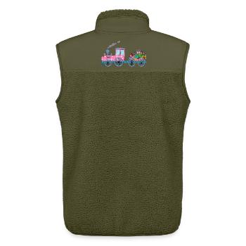 Children's train railway with trailer pink - Unisex Sherpa Gilet by Stanley/Stella - khaki - Back - AI Model Male 178 light (178cm)