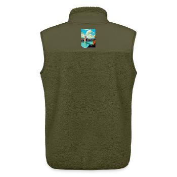 Bristol England Uk Vintage Travel Poster Souvenir - Unisex Sherpa Gilet by Stanley/Stella - khaki - Back - AI Model Male 178 light (178cm)