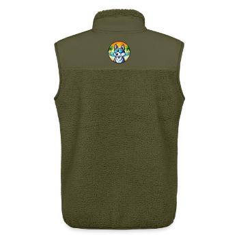 Husky Dog Breed Cartoon Sunglasses Beach - Unisex Sherpa Gilet by Stanley/Stella - khaki - Back - AI Model Male 178 light (178cm)
