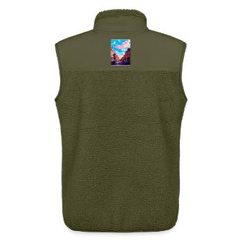 Carlisle Cumbria Vintage Reiseposter Souvenir - Unisex Sherpaweste von Stanley/Stella - Khaki - Hinten - AI Model Male 178 light (178cm)