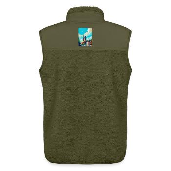 Bielefeld Germany Vintage Travel Poster Souvenir - Unisex Sherpa Gilet by Stanley/Stella - khaki - Back - AI Model Male 178 light (178cm)