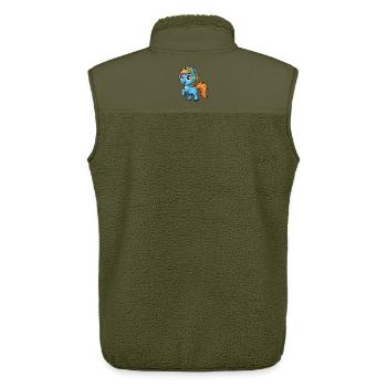 Pony Lustige Zeichentrickfigur Kopfhörer Musik - Unisex Sherpaweste von Stanley/Stella - Khaki - Hinten - AI Model Male 178 light (178cm)