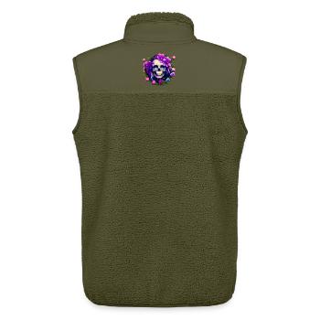 Gothic Skull Lady mit Blumen Mystisches Totenkopf - Unisex Sherpaweste von Stanley/Stella - Khaki - Hinten - AI Model Male 178 light (178cm)