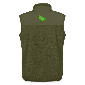 Chameleon Cute Mascot Cartoon Character Kawaii - Unisex Sherpa Gilet by Stanley/Stella - khaki - Back - AI Model Male 178 light (178cm)