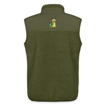 Schlange Lustige Zeichentrickfigur Kopfhörer Musik - Unisex Sherpaweste von Stanley/Stella - Khaki - Hinten - AI Model Male 178 light (178cm)