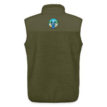Blue Thai Ridgeback Dog Breed Cartoon Sunglasses - Unisex Sherpa Gilet by Stanley/Stella - khaki - Back - AI Model Male 178 light (178cm)