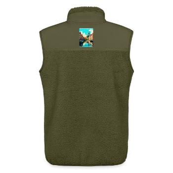 Leiden Niederlande Vintage Reiseplakat Souvenir - Unisex Sherpaweste von Stanley/Stella - Khaki - Hinten - AI Model Male 178 light (178cm)