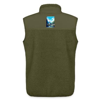 Lourdes Frankreich Vintage Reiseplakat Souvenir WPA - Unisex Sherpaweste von Stanley/Stella - Khaki - Hinten - AI Model Male 178 light (178cm)