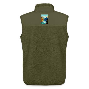 The Fjords Norway Vintage Travel Poster Souvenir - Unisex Sherpa Gilet by Stanley/Stella - khaki - Back - AI Model Male 178 light (178cm)