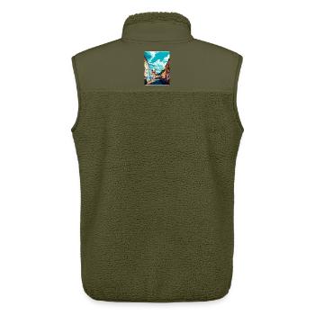 Totnes England Uk Vintage Reise Poster Souvenir - Unisex Sherpaweste von Stanley/Stella - Khaki - Hinten - AI Model Male 178 light (178cm)
