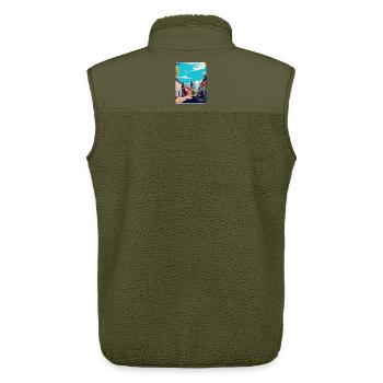 Thetford, England, Vereinigtes Königreich, Vintage, Reiseposter, Souvenir - Unisex Sherpaweste von Stanley/Stella - Khaki - Hinten - AI Model Male 178 light (178cm)