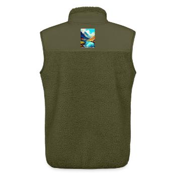 Snowdonia Wales Uk Vintage Reise Poster Souvenir - Unisex Sherpaweste von Stanley/Stella - Khaki - Hinten - AI Model Male 178 light (178cm)