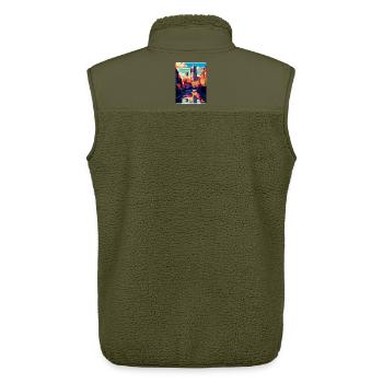 Durham England Uk Vintage Reiseposter Souvenir - Unisex Sherpaweste von Stanley/Stella - Khaki - Hinten - AI Model Male 178 light (178cm)