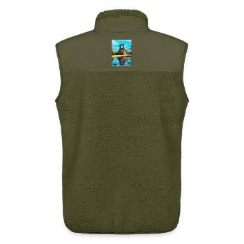 Bolton Abbey England Uk Travel Poster Souvenir WPA - Unisex Sherpa Gilet by Stanley/Stella - khaki - Back - AI Model Male 178 light (178cm)