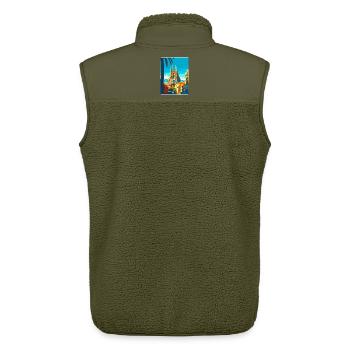 Barcelona Spanien Vintage Reiseplakat Souvenir WPA - Unisex Sherpaweste von Stanley/Stella - Khaki - Hinten - AI Model Male 178 light (178cm)