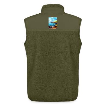 Isle Of Staffa Schottland Vereinigtes Königreich Vintage Reiseposter - Unisex Sherpaweste von Stanley/Stella - Khaki - Hinten - AI Model Male 178 light (178cm)