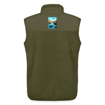 Port Issac England Uk Vintage Reiseposter WPA - Unisex Sherpaweste von Stanley/Stella - Khaki - Hinten - AI Model Male 178 light (178cm)