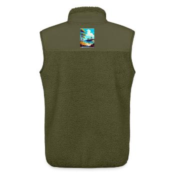 Brijuni Nationalpark Kroatien Reiseplakat WPA - Unisex Sherpaweste von Stanley/Stella - Khaki - Hinten - AI Model Male 178 light (178cm)