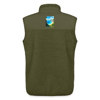 Zakynthos Greece Vintage Travel Poster Souvenir - Unisex Sherpa Gilet by Stanley/Stella - khaki - Back - AI Model Male 178 light (178cm)