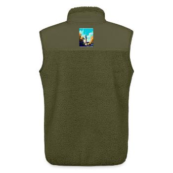 Dortmund Germany Vintage Travel Poster Souvenir - Unisex Sherpa Gilet by Stanley/Stella - khaki - Back - AI Model Male 178 light (178cm)