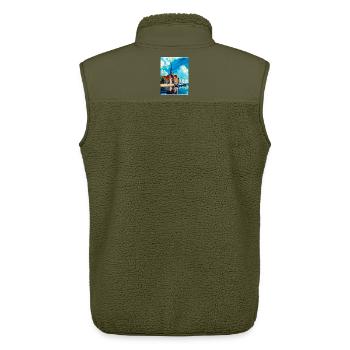 Rostock Allemagne Affiche de voyage vintage Souvenir WPA - Veste sans manches sherpa unisexe Stanley/Stella - kaki - Dos - AI Model Male 178 light (178cm)