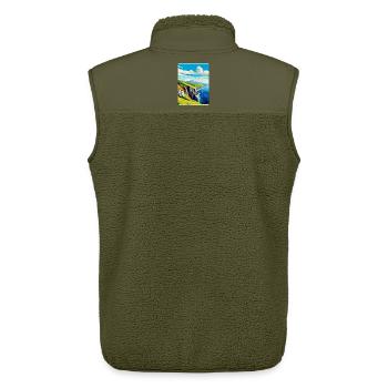 Slieve League Irland Uk Vintage Reiseposter WPA - Unisex Sherpaweste von Stanley/Stella - Khaki - Hinten - AI Model Male 178 light (178cm)