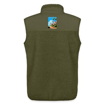 Marbella Spain Vintage Travel Poster Souvenir WPA - Unisex Sherpa Gilet by Stanley/Stella - khaki - Back - AI Model Male 178 light (178cm)