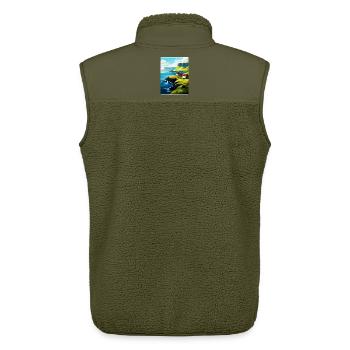 Faroe Island Denmark Vintage Travel Poster WPA Art - Unisex Sherpa Gilet by Stanley/Stella - khaki - Back - AI Model Male 178 light (178cm)