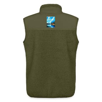 Falun Sweden Vintage Travel Poster WPA Souvenir - Unisex Sherpa Gilet by Stanley/Stella - khaki - Back - AI Model Male 178 light (178cm)