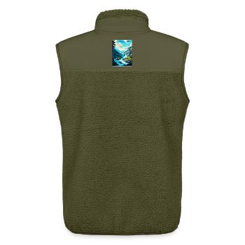 Engstligen Falls Switzerland Vintage Travel Poster - Unisex Sherpa Gilet by Stanley/Stella - khaki - Back - AI Model Male 178 light (178cm)