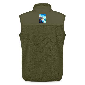 Nazare Portugal Vintage Travel Poster Souvenir WPA - Unisex Sherpa Gilet by Stanley/Stella - khaki - Back - AI Model Male 178 light (178cm)