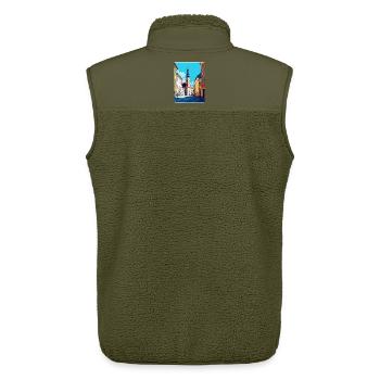 Tarnow Pologne Affiche de voyage vintage WPA Souvenir - Veste sans manches sherpa unisexe Stanley/Stella - kaki - Dos - AI Model Male 178 light (178cm)