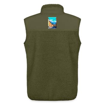 Innsbruck Österreich Vintage Reiseplakat Souvenir - Unisex Sherpaweste von Stanley/Stella - Khaki - Hinten - AI Model Male 178 light (178cm)