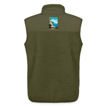 Capri Italie Affiche de voyage vintage WPA Art Souvenir - Veste sans manches sherpa unisexe Stanley/Stella - kaki - Dos - AI Model Male 178 light (178cm)