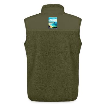 San Sebastian Spanien Vintage Reiseplakat Souvenir - Unisex Sherpaweste von Stanley/Stella - Khaki - Hinten - AI Model Male 178 light (178cm)