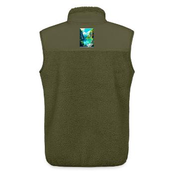 Parc national des lacs de Plitvice Croatie Affiche de voyage - Veste sans manches sherpa unisexe Stanley/Stella - kaki - Dos - AI Model Male 178 light (178cm)