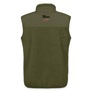 MUTTERTAG. SCHÖNEN MUTTERTAG. MAMA - Unisex Sherpaweste von Stanley/Stella - Khaki - Hinten - AI Model Male 178 light (178cm)