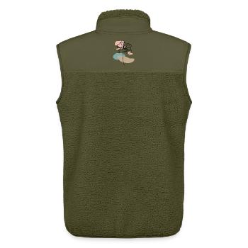 Abstract poppy poppies line art splashes of color - Unisex Sherpa Gilet by Stanley/Stella - khaki - Back - AI Model Male 178 light (178cm)